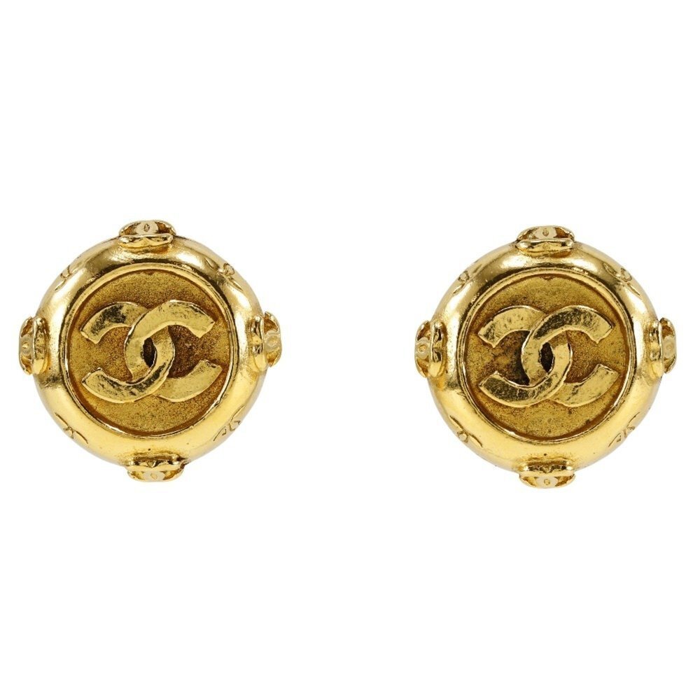 CHANEL Gold Logo Earrings